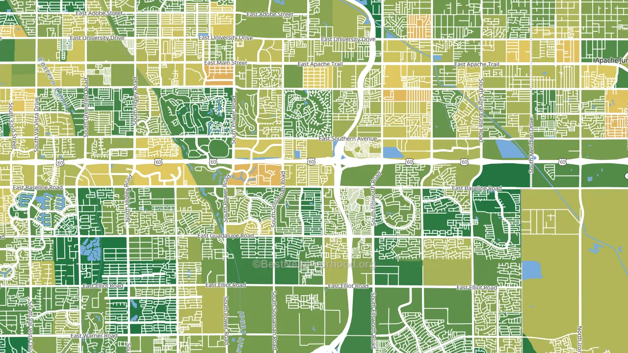 Southeast Mesa, Mesa, AZ block-group voter-turnout map
