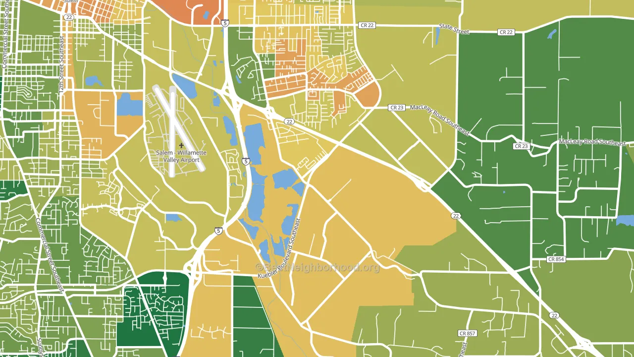 Southeast Mill Creek, Salem, OR block-group voter-turnout map