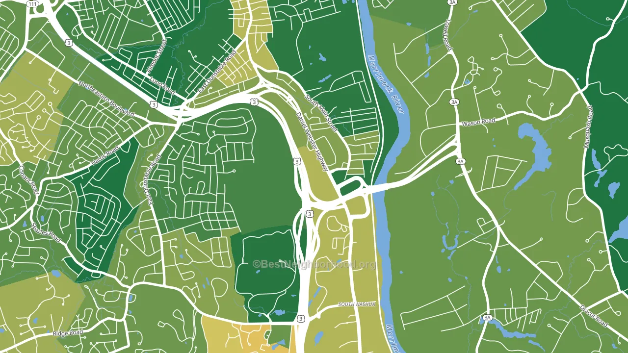 Southeast Nashua, Nashua, NH block-group voter-turnout map