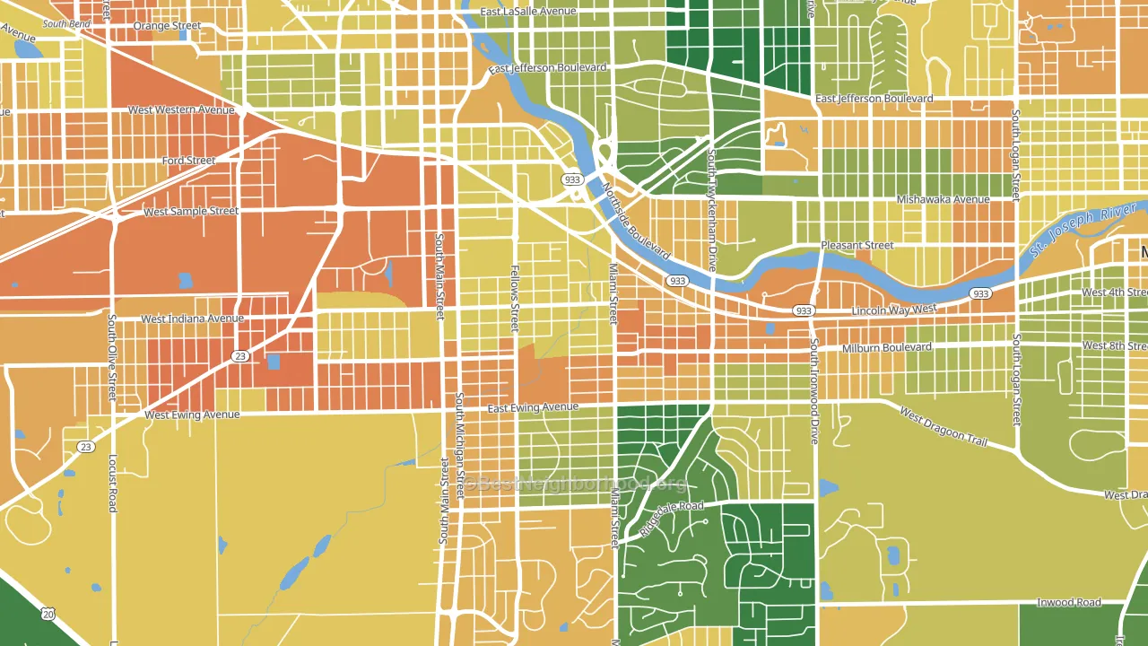 Southeast Quality, South Bend, IN block-group voter-turnout map