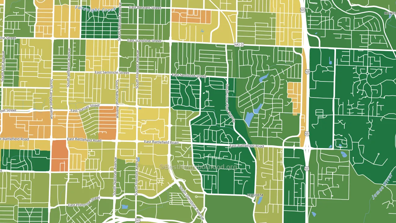 Southeast Springfield, Springfield, MO block-group voter-turnout map
