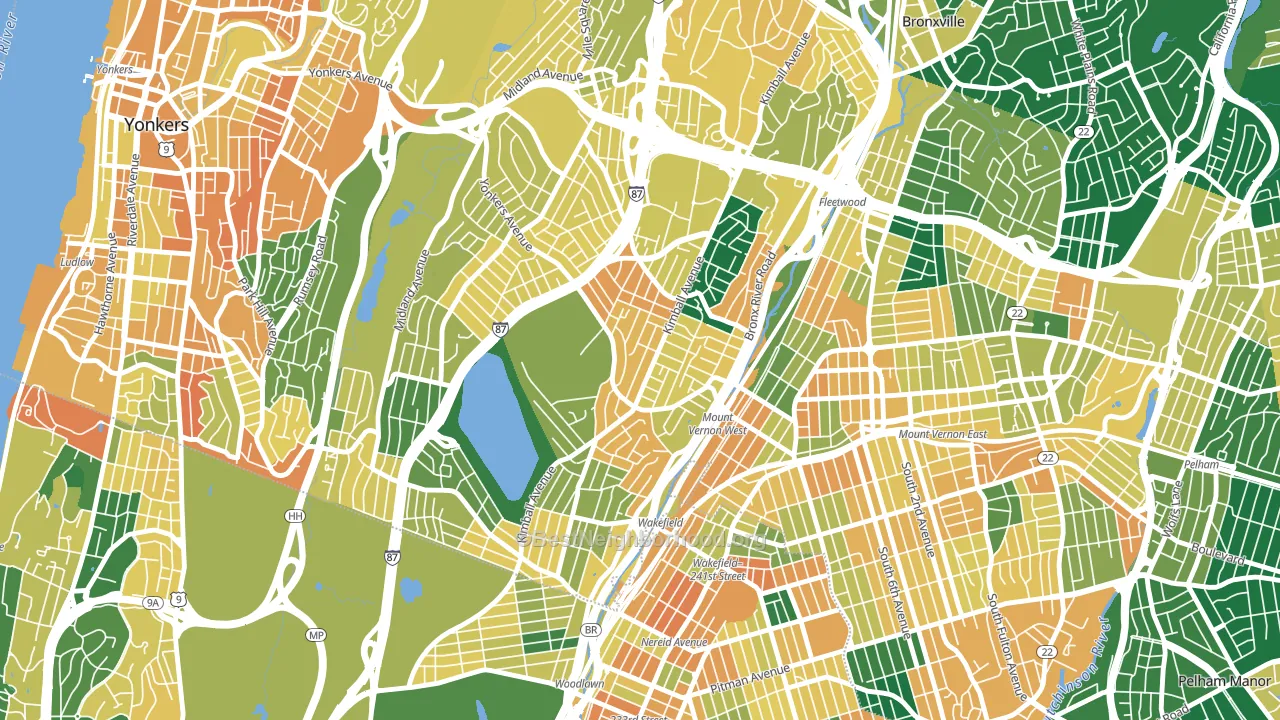 Southeast Yonkers, Yonkers, NY block-group voter-turnout map