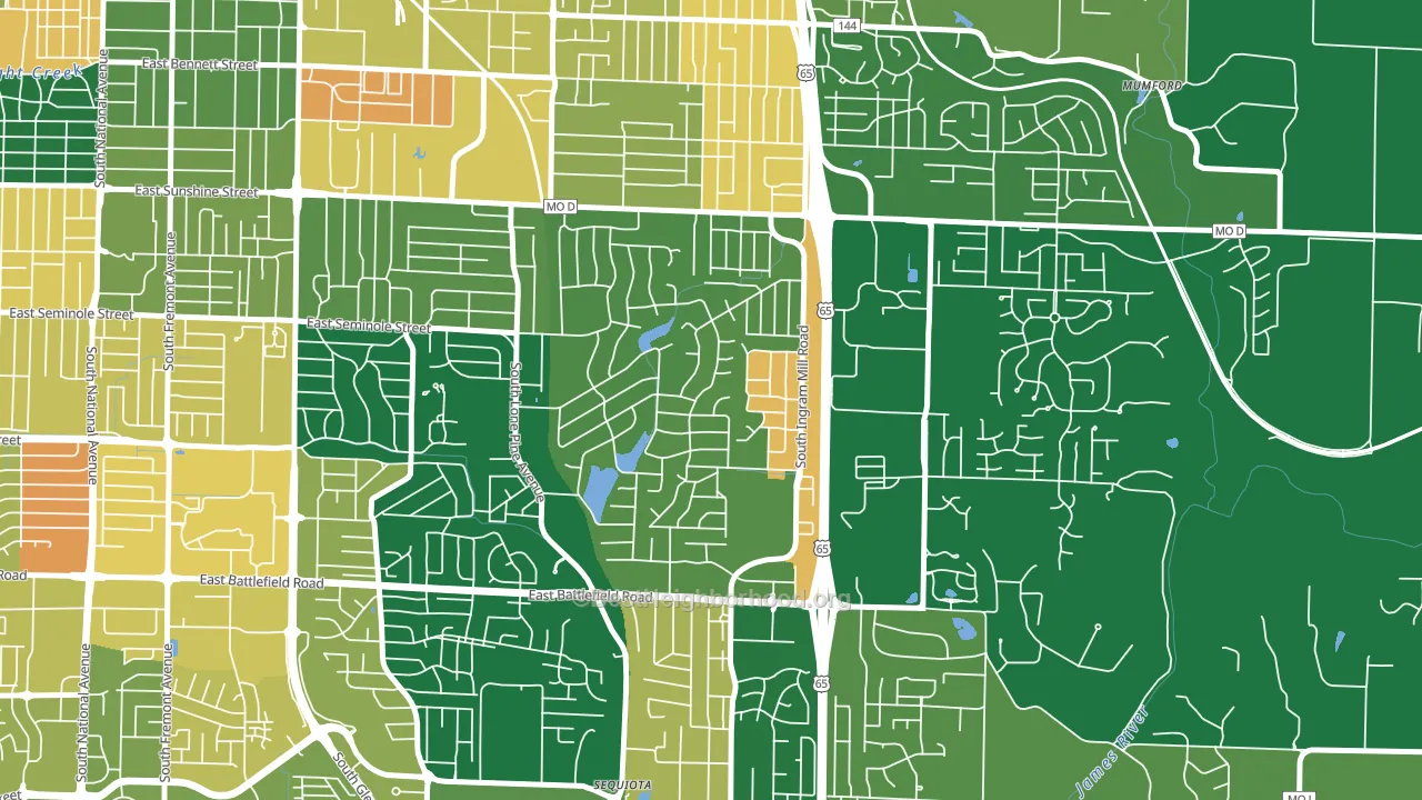 Southern Hills, Springfield, MO block-group voter-turnout map