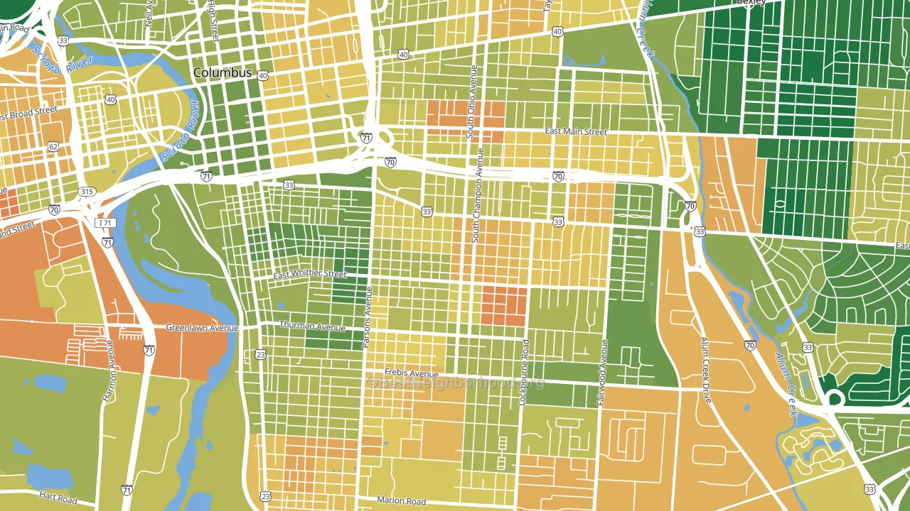 Southern Orchards, Columbus, OH block-group voter-turnout map