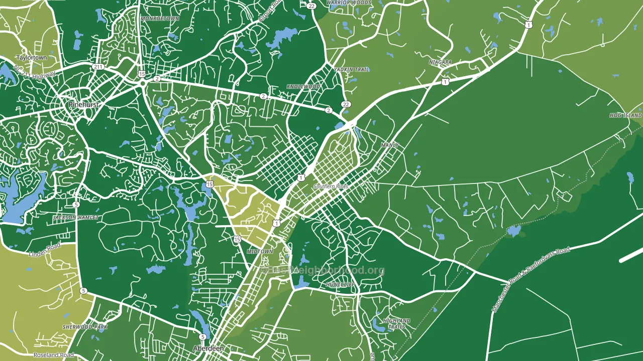 Southern Pines, NC block-group voter-turnout map