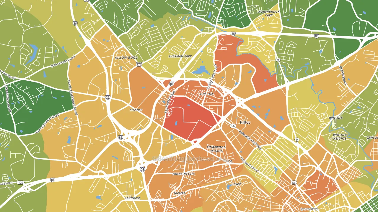 Southern Shops, SC block-group voter-turnout map