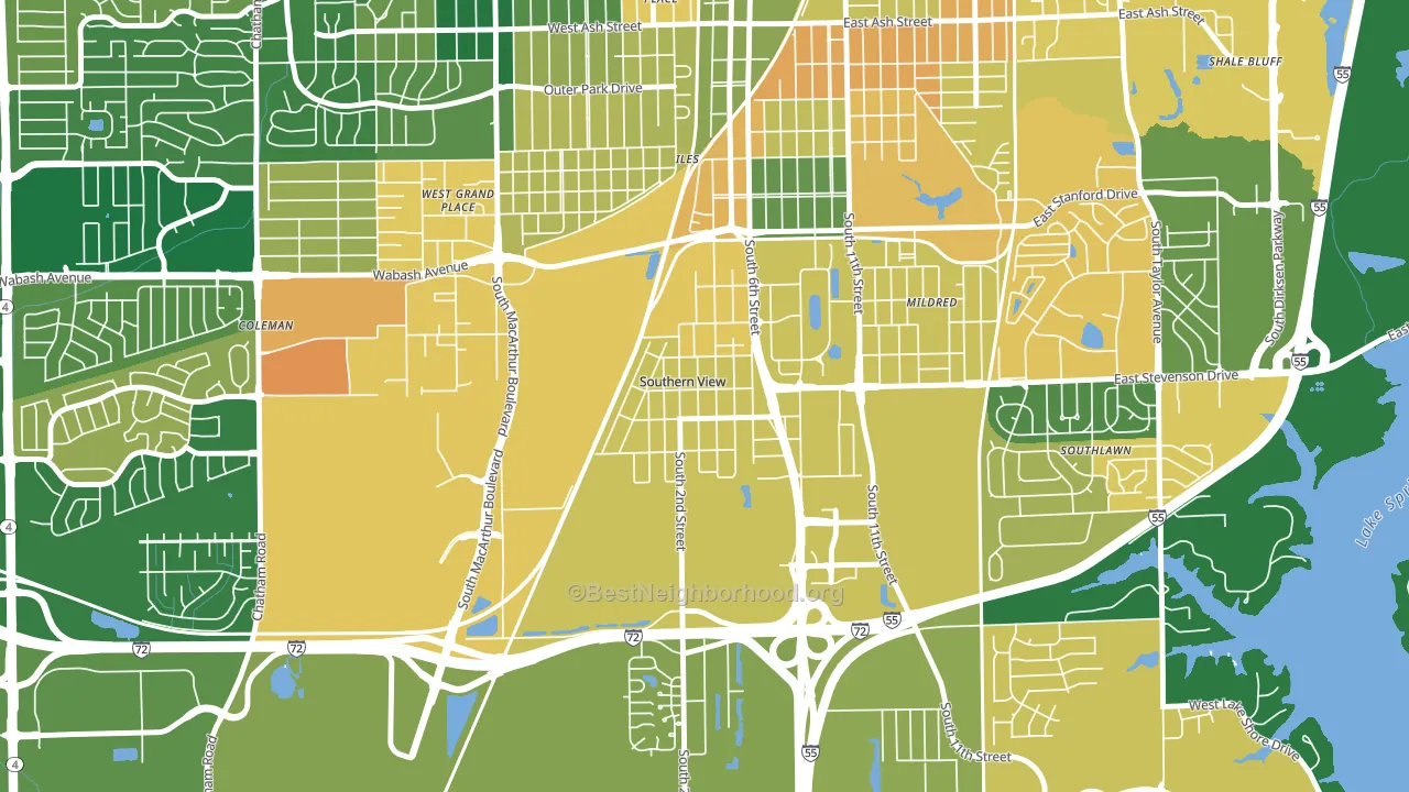 Southern View, IL block-group voter-turnout map