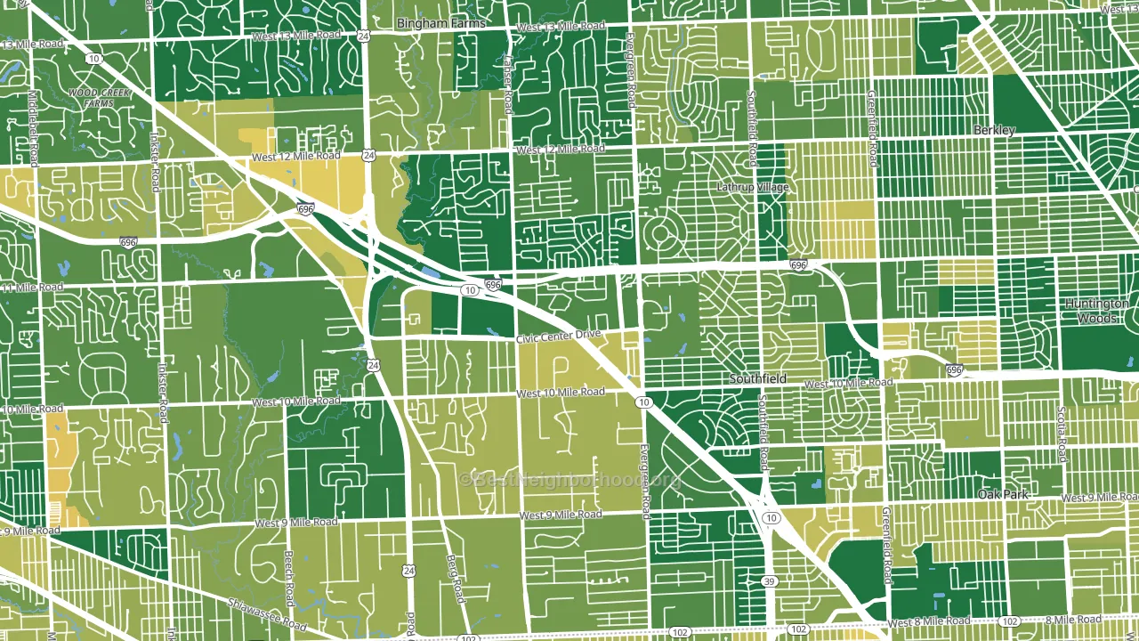 Southfield, MI block-group voter-turnout map