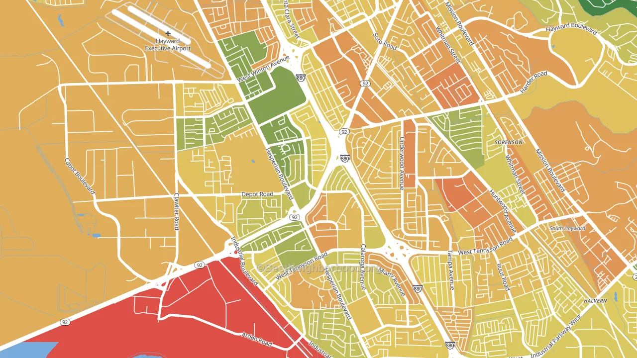 Southgate, Hayward, CA block-group voter-turnout map