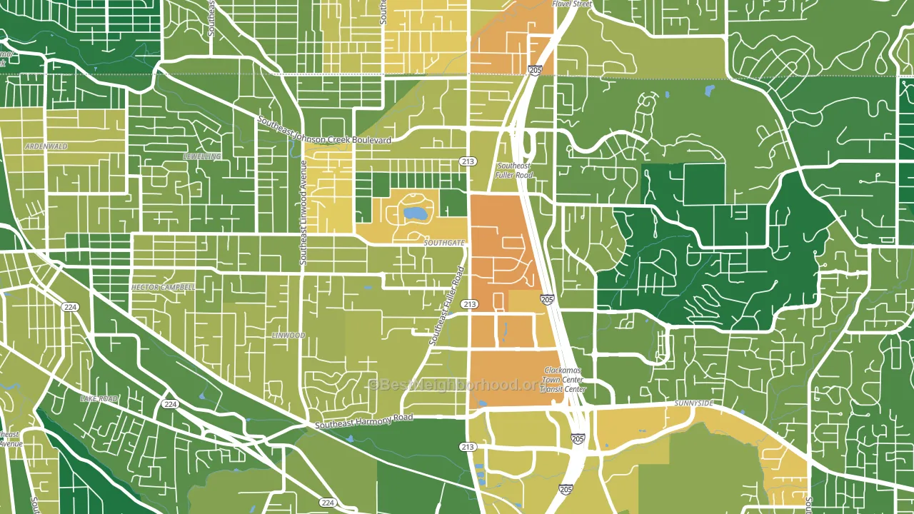 Southgate, Portland, OR block-group voter-turnout map