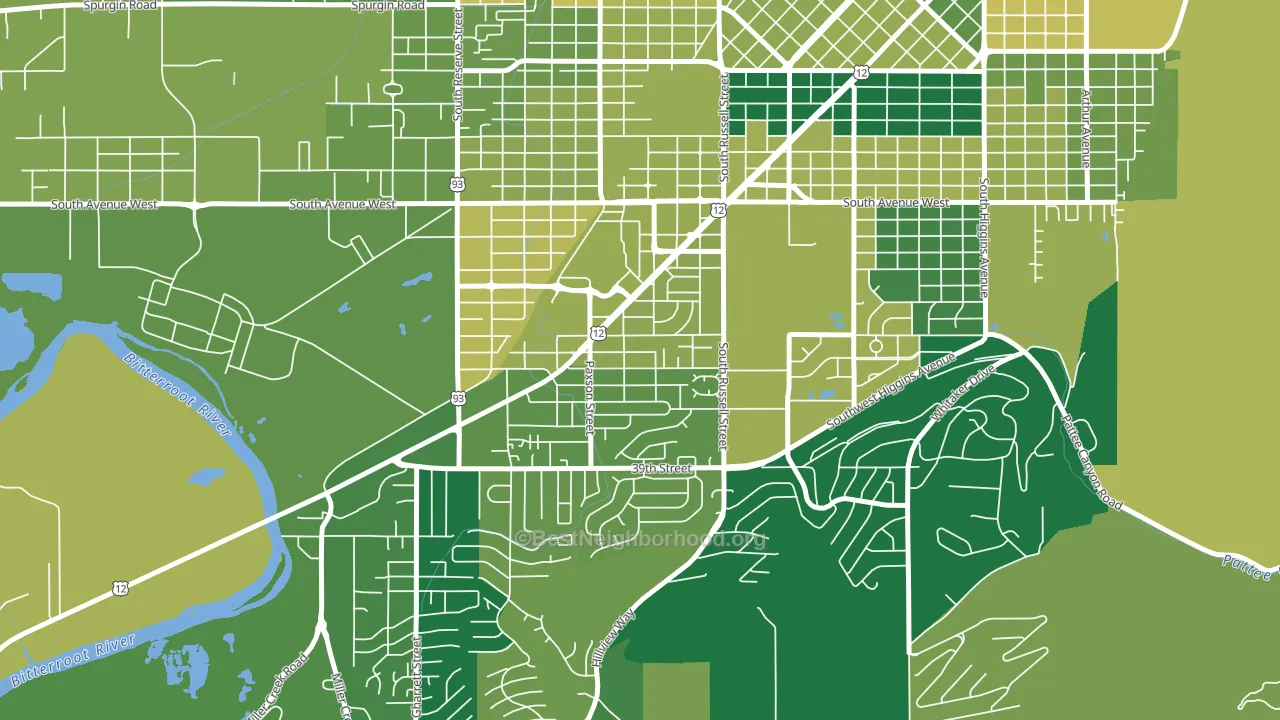 Southgate Triangle, Missoula, MT block-group voter-turnout map