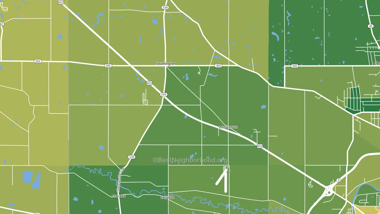 Southington, OH block-group voter-turnout map
