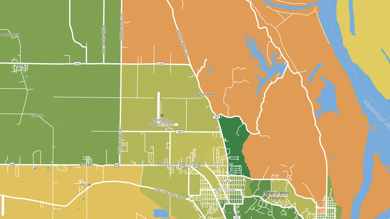 Southland, AR block-group voter-turnout map