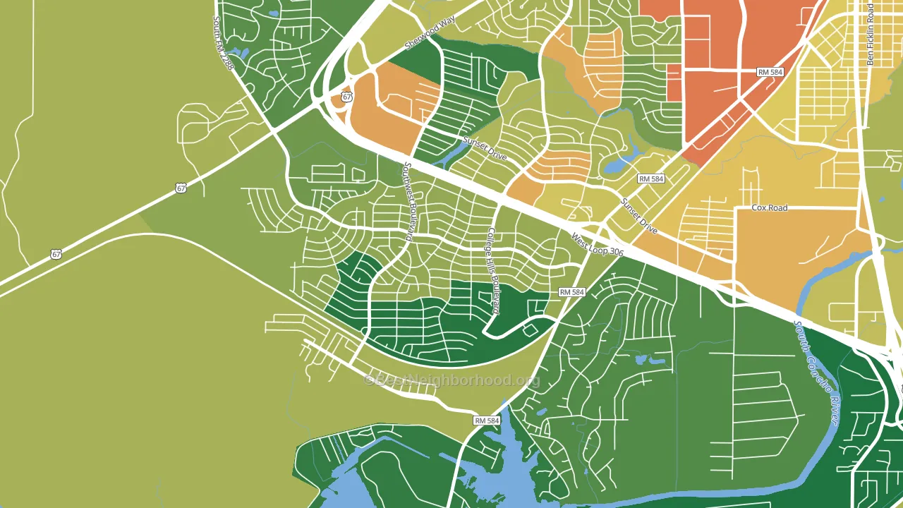 Southland, San Angelo, TX block-group voter-turnout map
