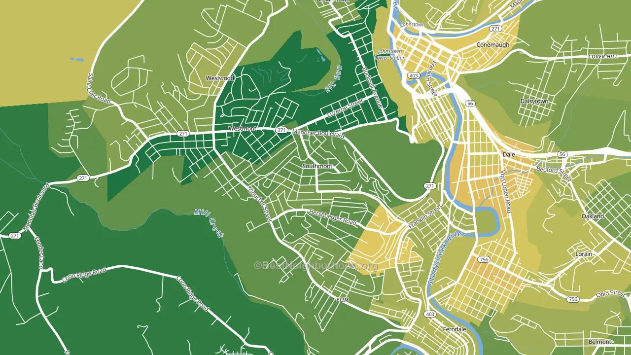 Southmont, PA block-group voter-turnout map