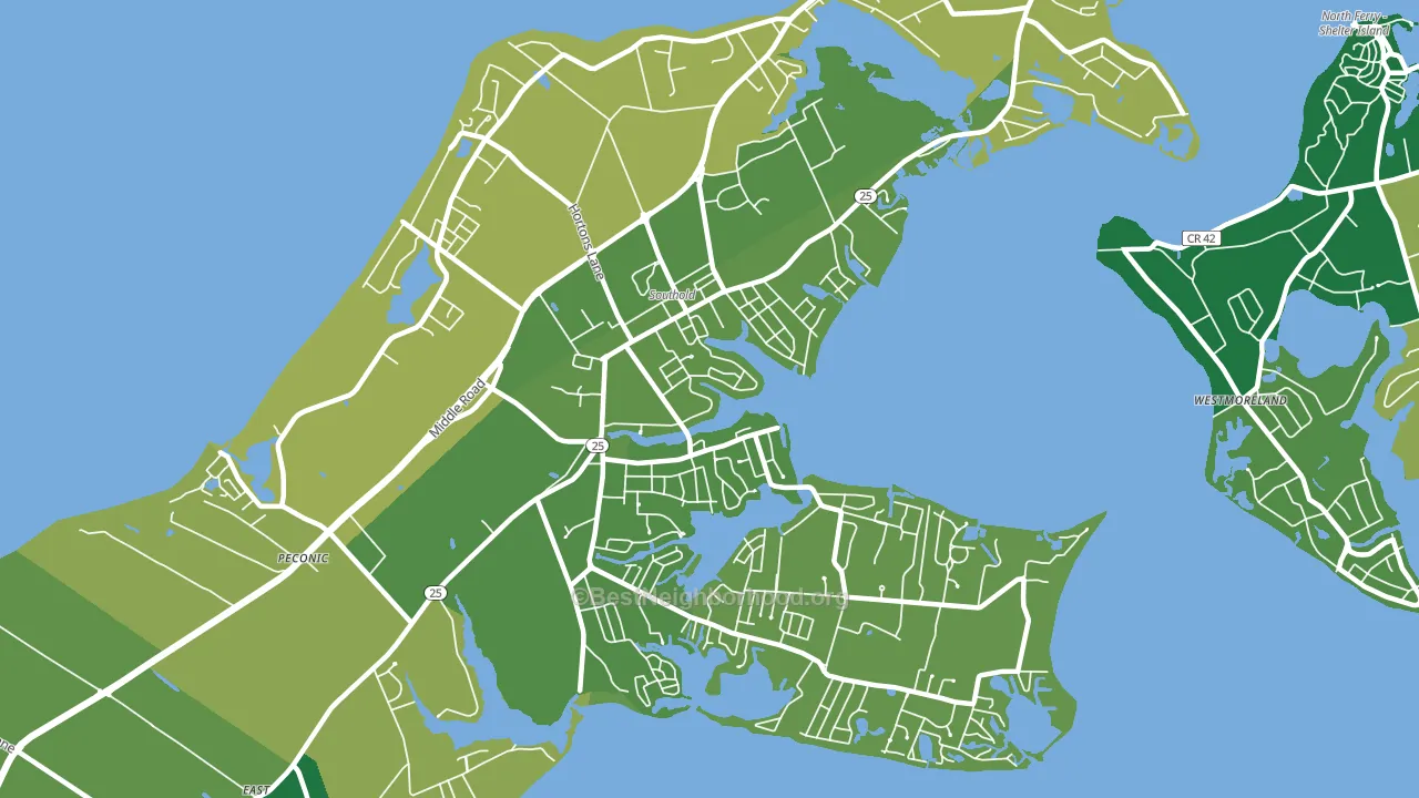 Southold, NY block-group voter-turnout map