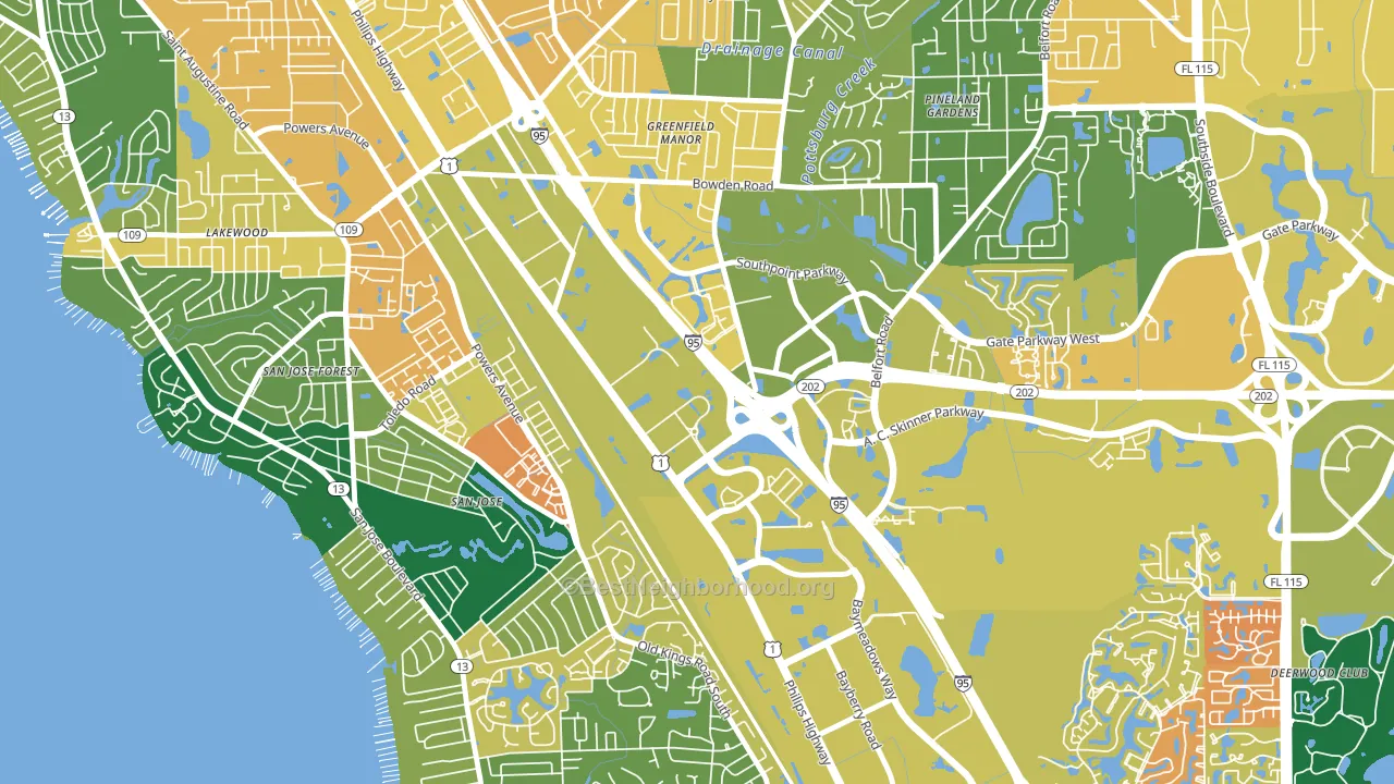 Southpoint, Jacksonville, FL block-group voter-turnout map