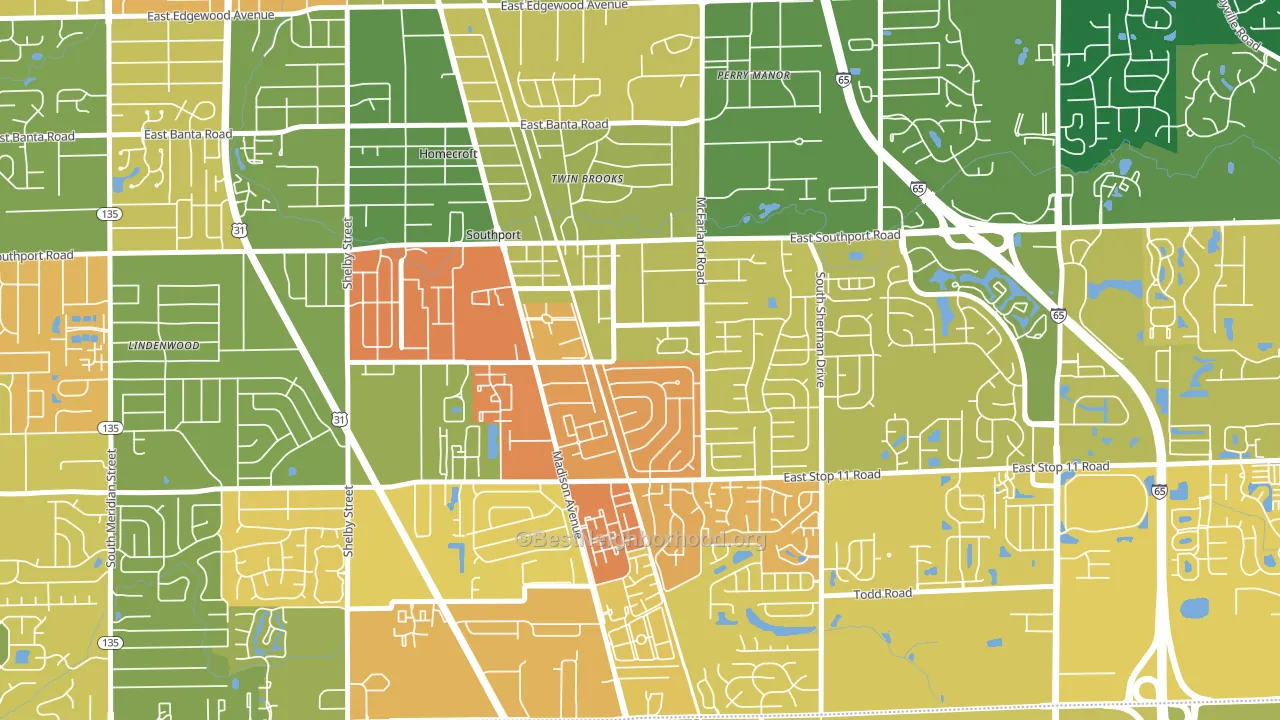 Southport, IN block-group voter-turnout map