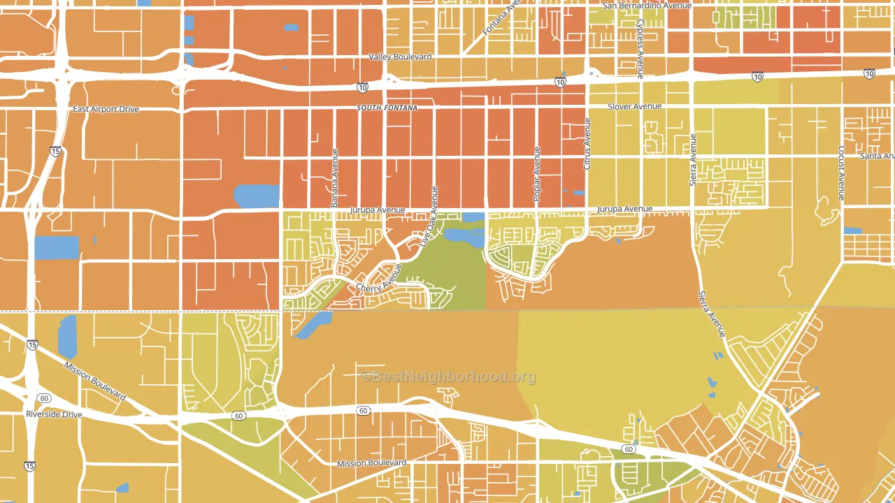 Southridge Village, Fontana, CA block-group voter-turnout map