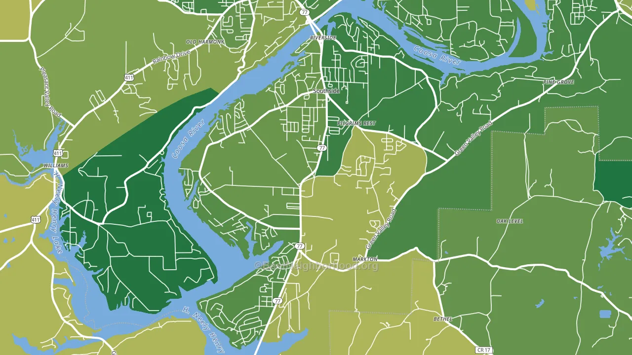 Southside, AL block-group voter-turnout map