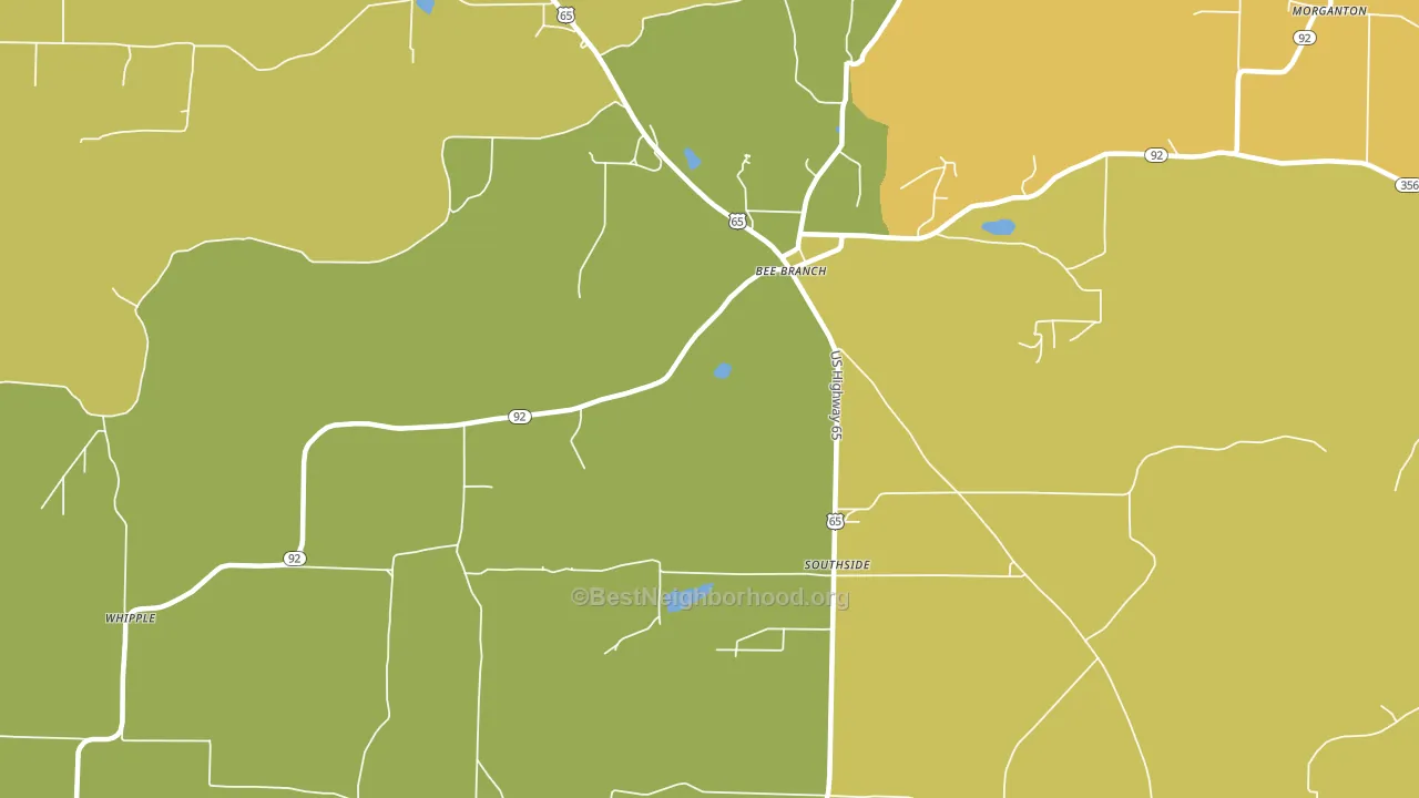 Southside, AR block-group voter-turnout map