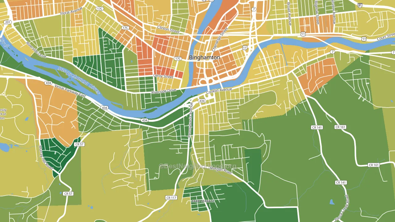 Southside, Binghamton, NY block-group voter-turnout map