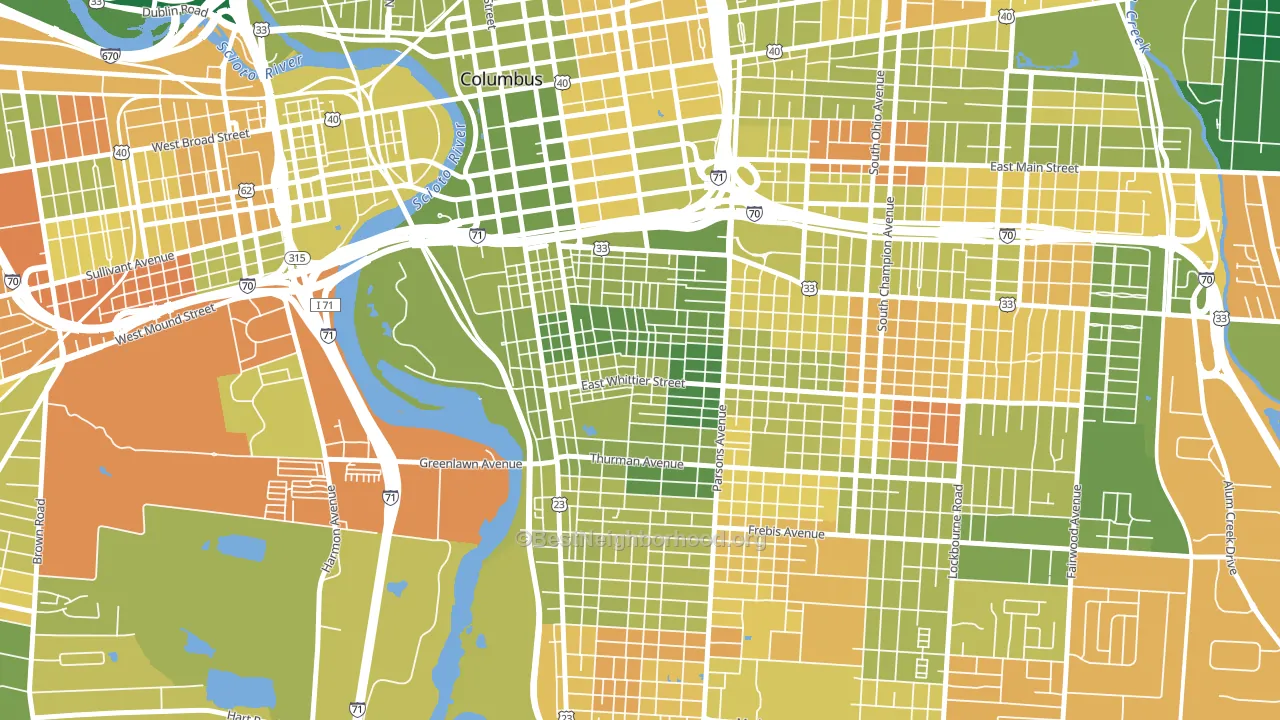 Southside Columbus, Columbus, OH block-group voter-turnout map