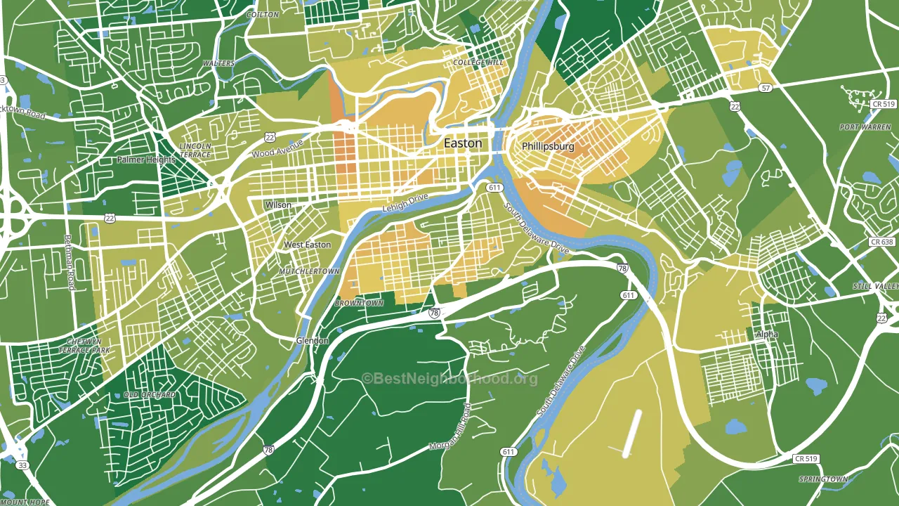 Southside, Easton, PA block-group voter-turnout map