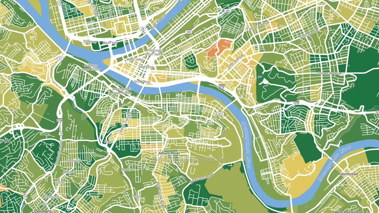 Southside Flats, Pittsburgh, PA block-group voter-turnout map
