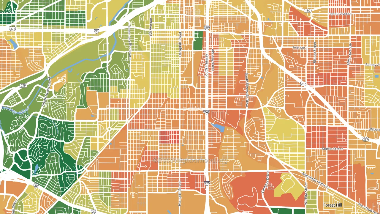 Southside, Fort Worth, TX block-group voter-turnout map