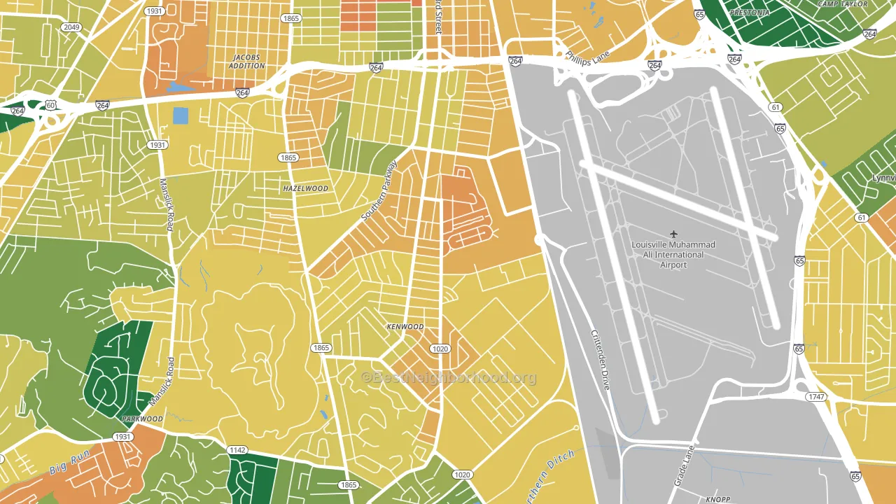 Southside, Louisville, KY block-group voter-turnout map