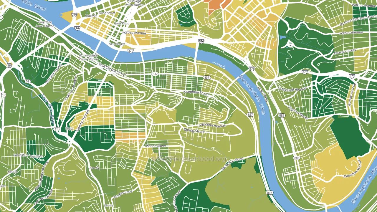 Southside Slopes, Pittsburgh, PA block-group voter-turnout map