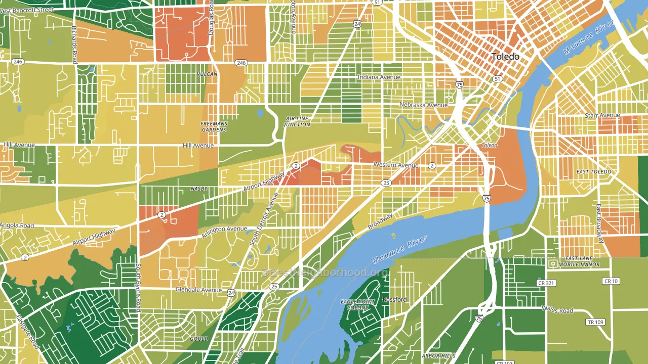 Southside, Toledo, OH block-group voter-turnout map