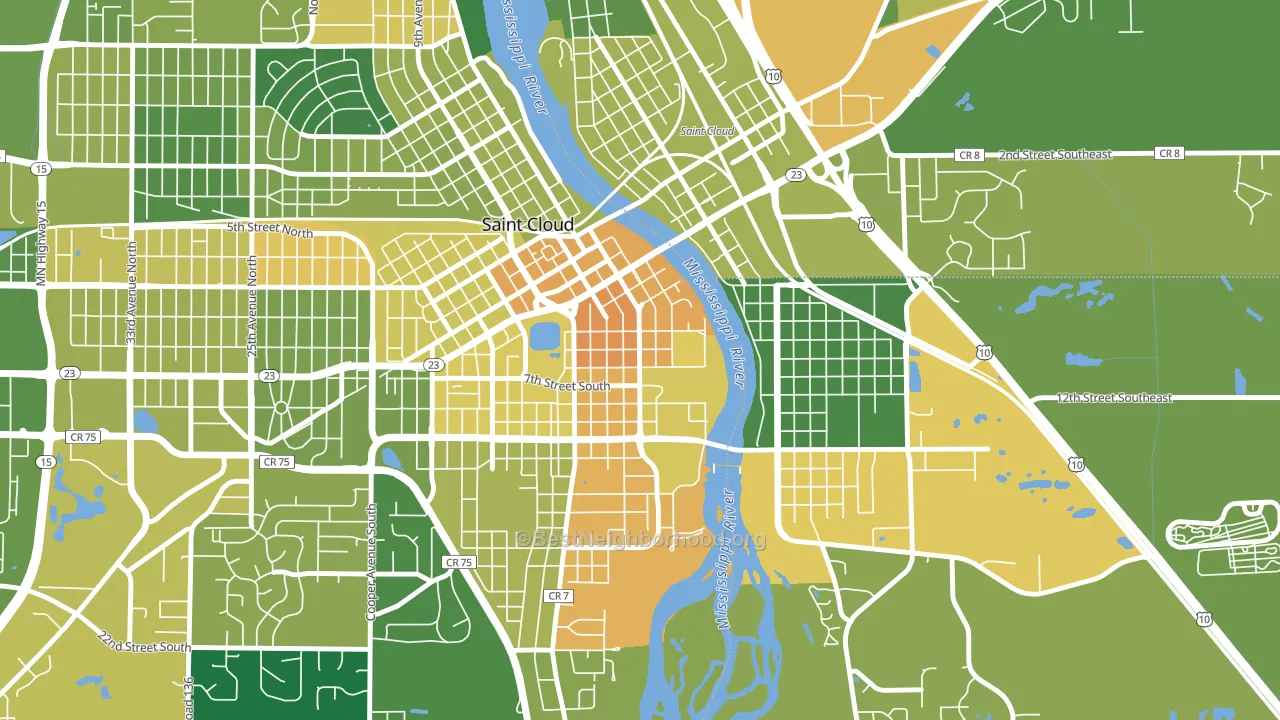 Southside University, St. Cloud, MN block-group voter-turnout map