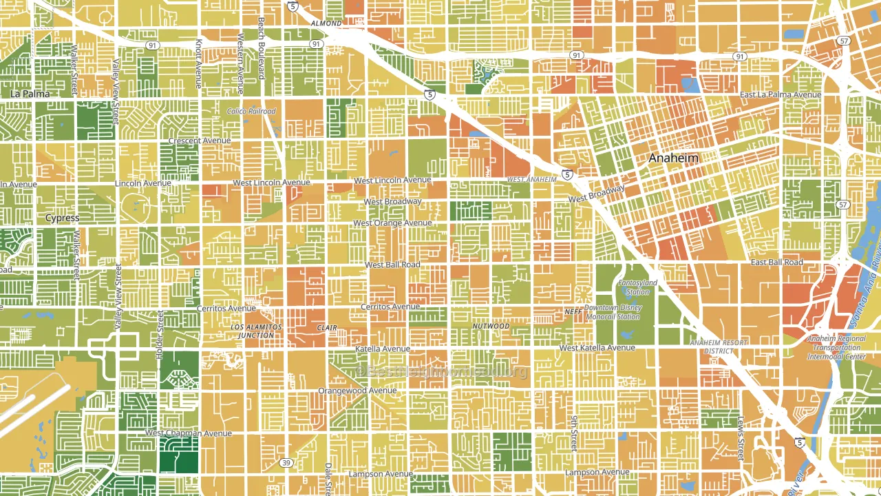SouthWest Anaheim, Anaheim, CA block-group voter-turnout map
