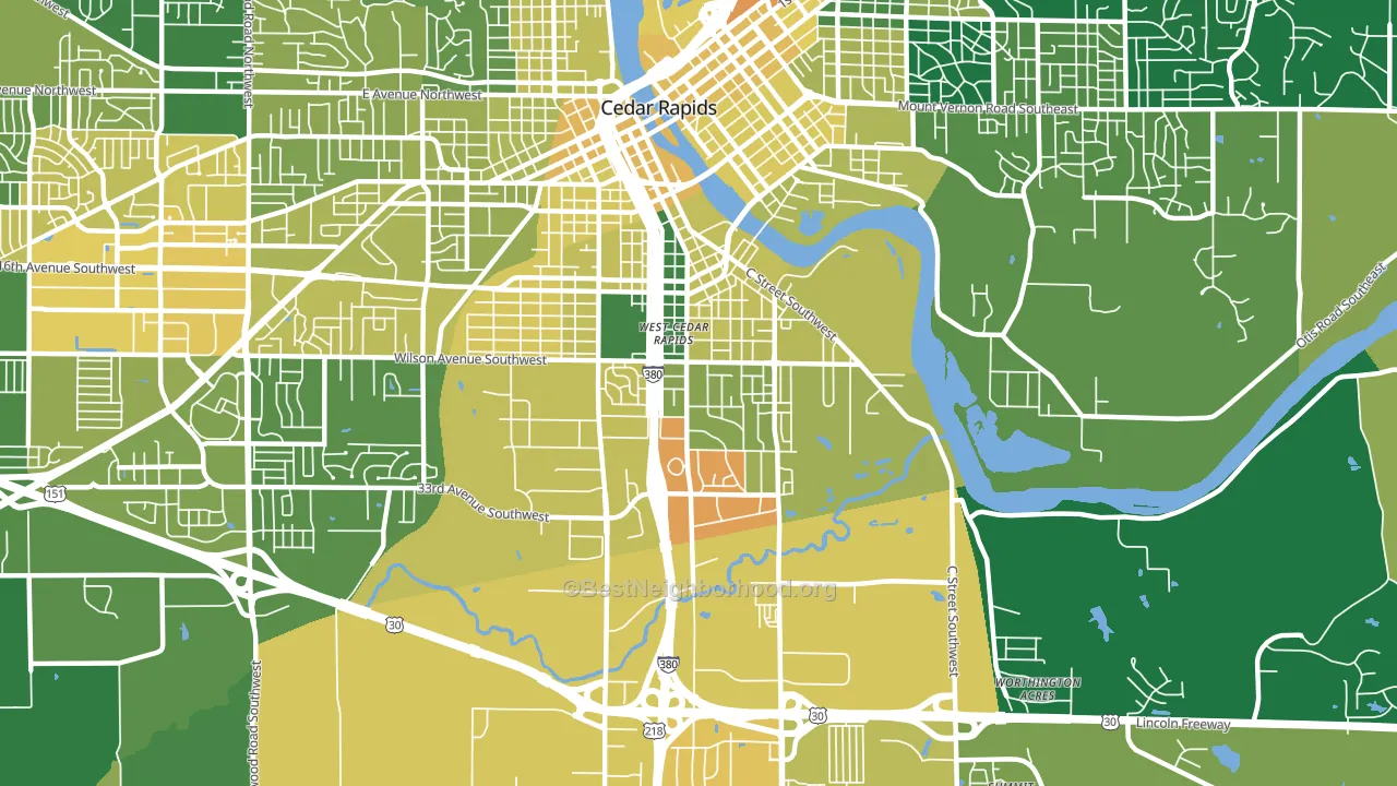Southwest Area, Cedar Rapids, IA block-group voter-turnout map