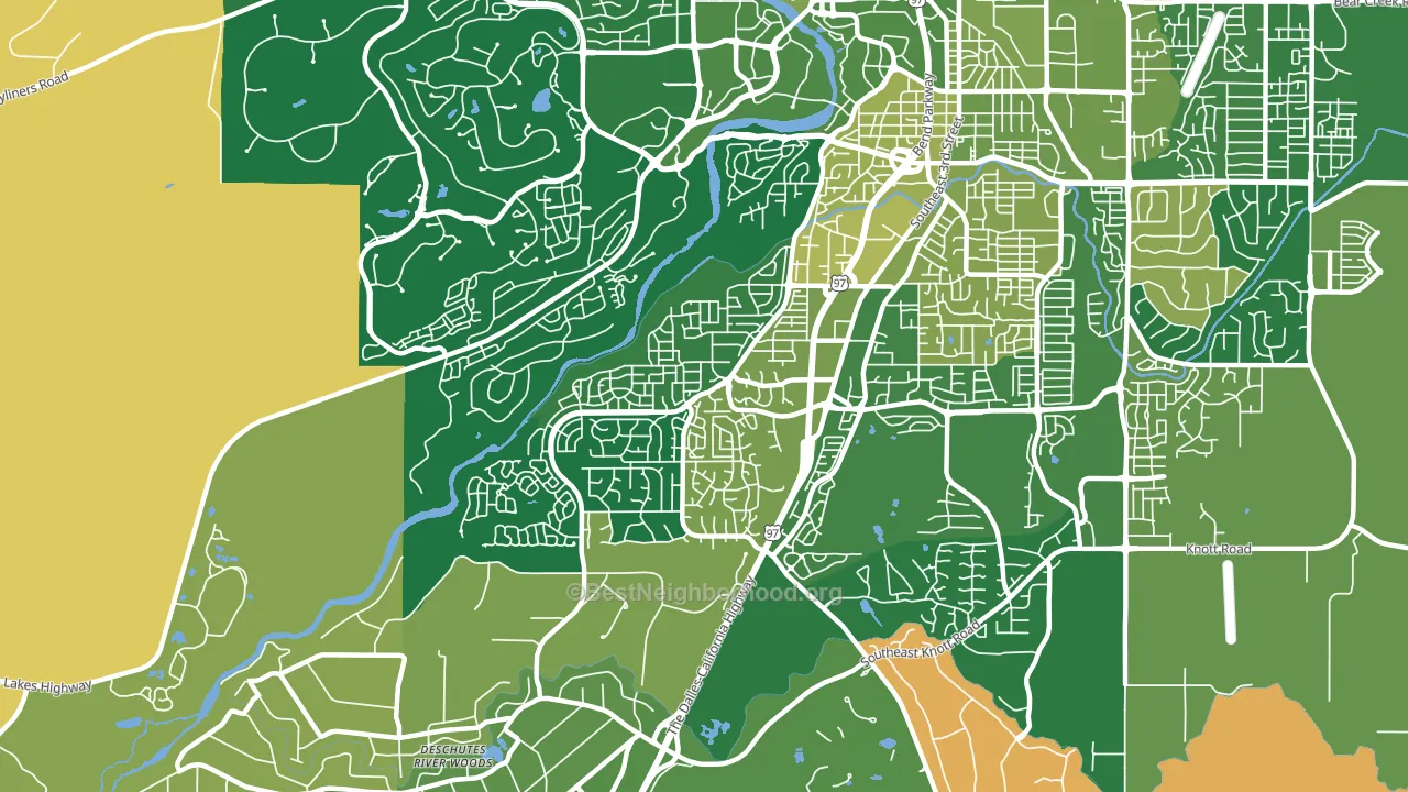 Southwest Bend, Bend, OR block-group voter-turnout map