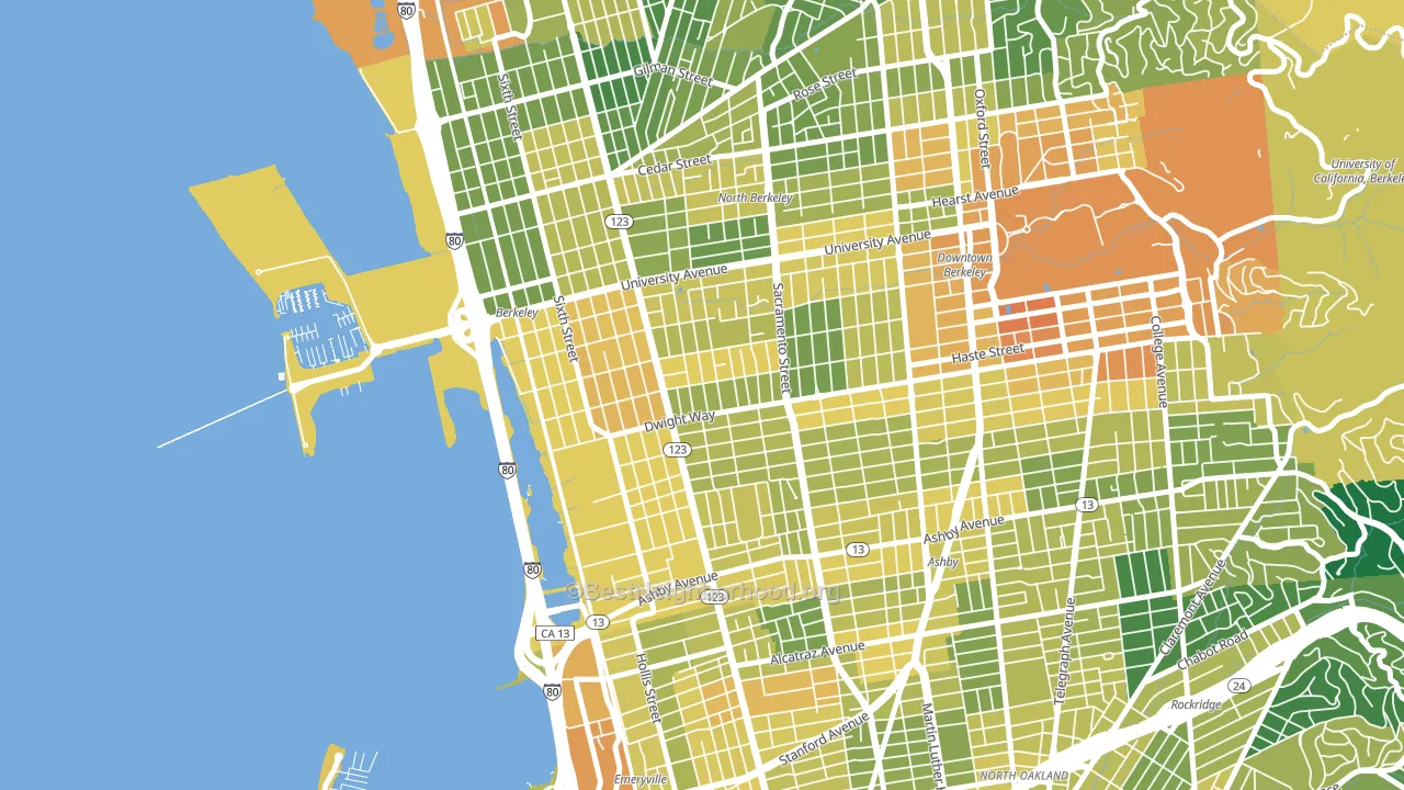 SouthWest Berkeley, Berkeley, CA block-group voter-turnout map