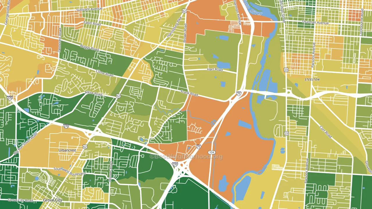 Southwest, Columbus, OH block-group voter-turnout map