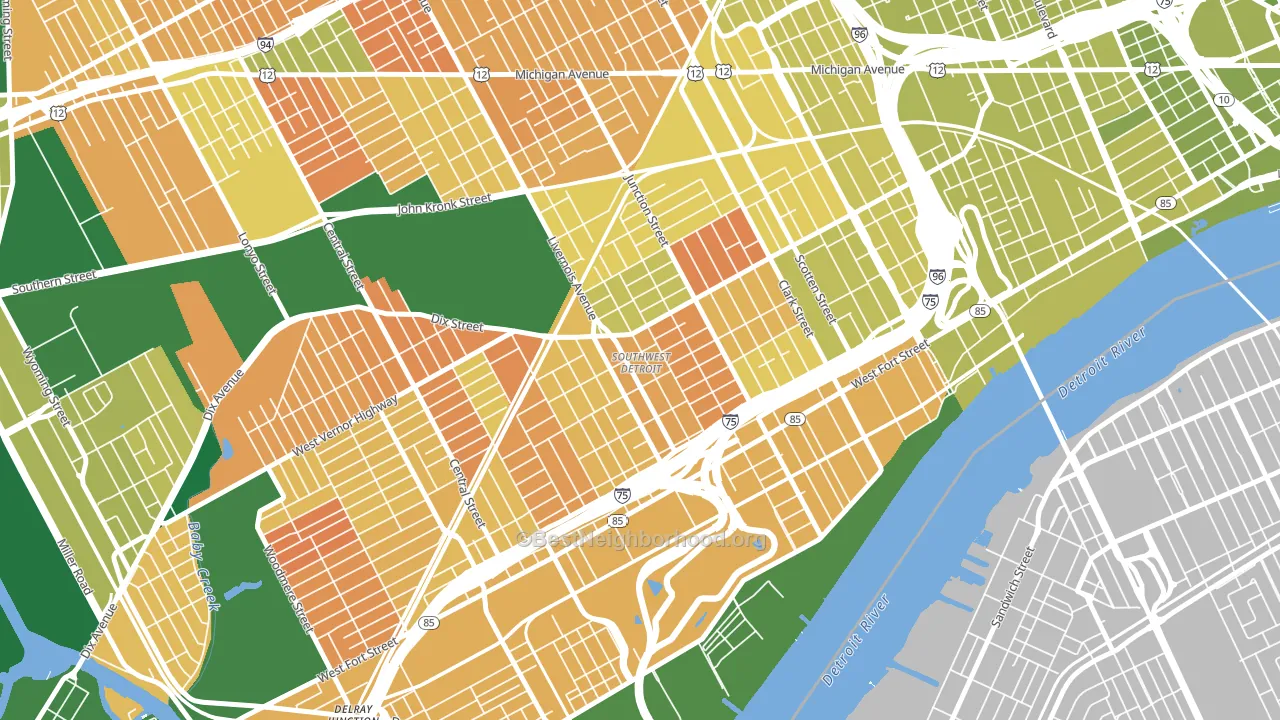 Southwest Detroit, Detroit, MI block-group voter-turnout map