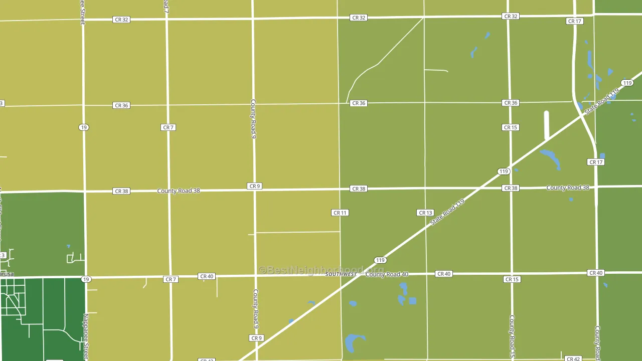 Southwest, IN block-group voter-turnout map