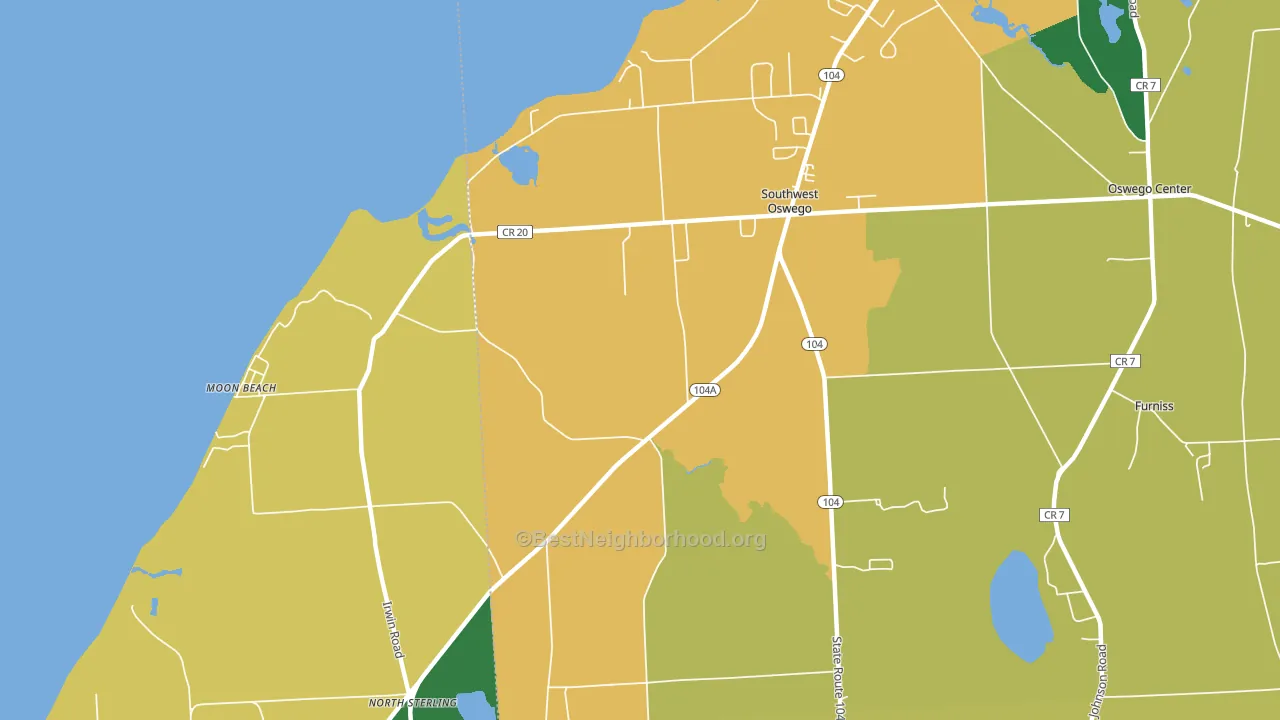 Southwest Oswego, NY block-group voter-turnout map