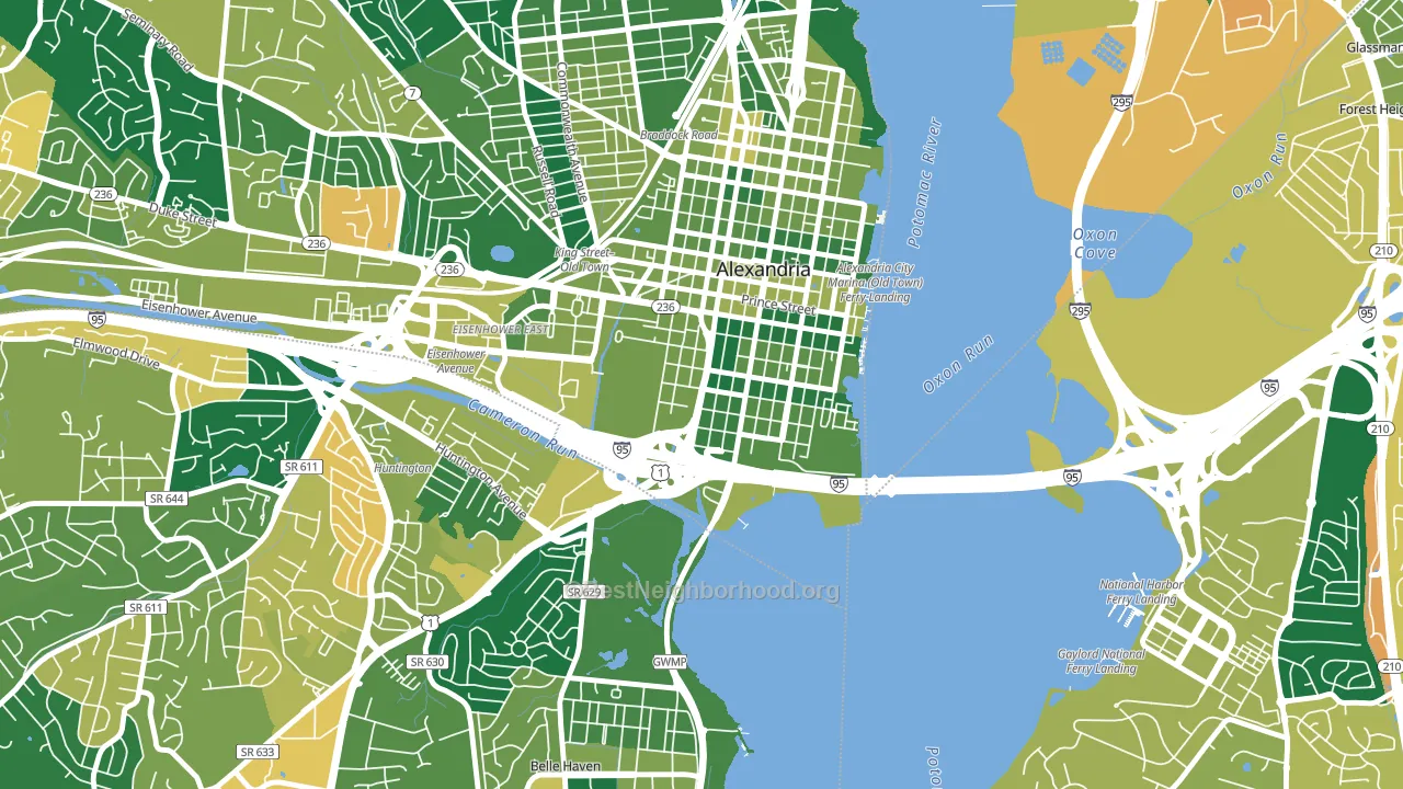Southwest Quadrant, Alexandria, VA block-group voter-turnout map