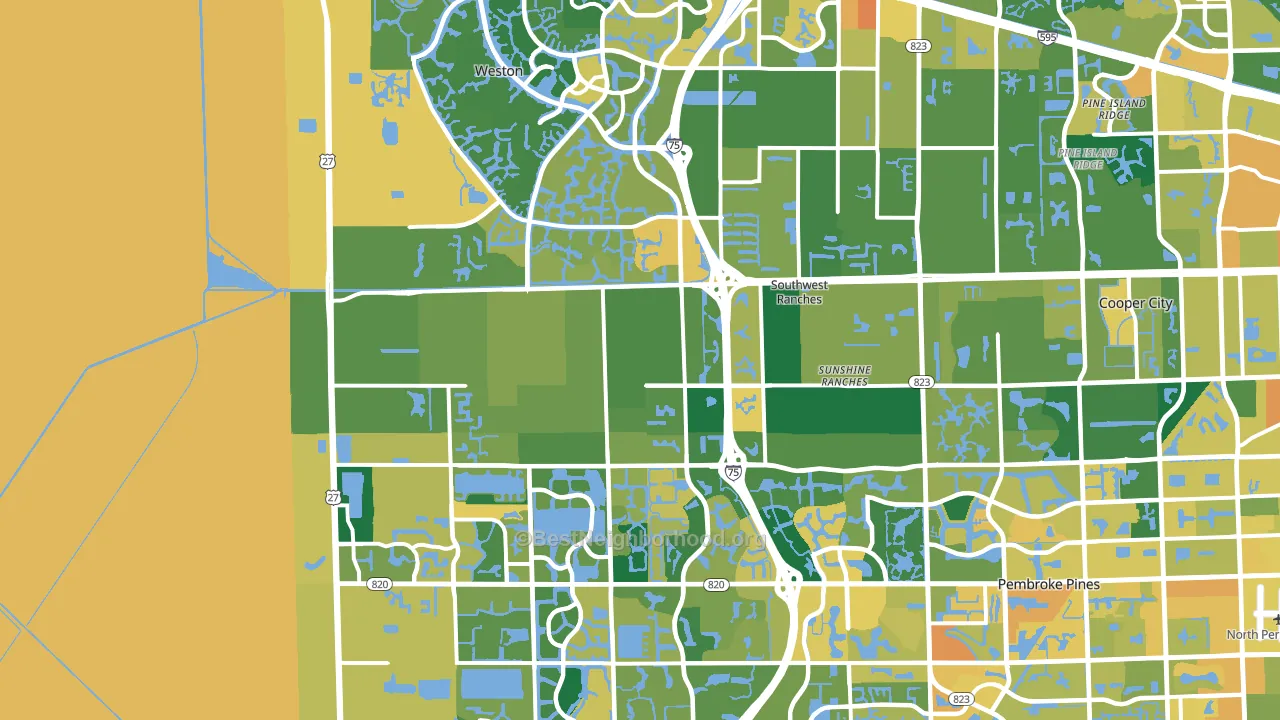 Southwest Ranches, FL block-group voter-turnout map