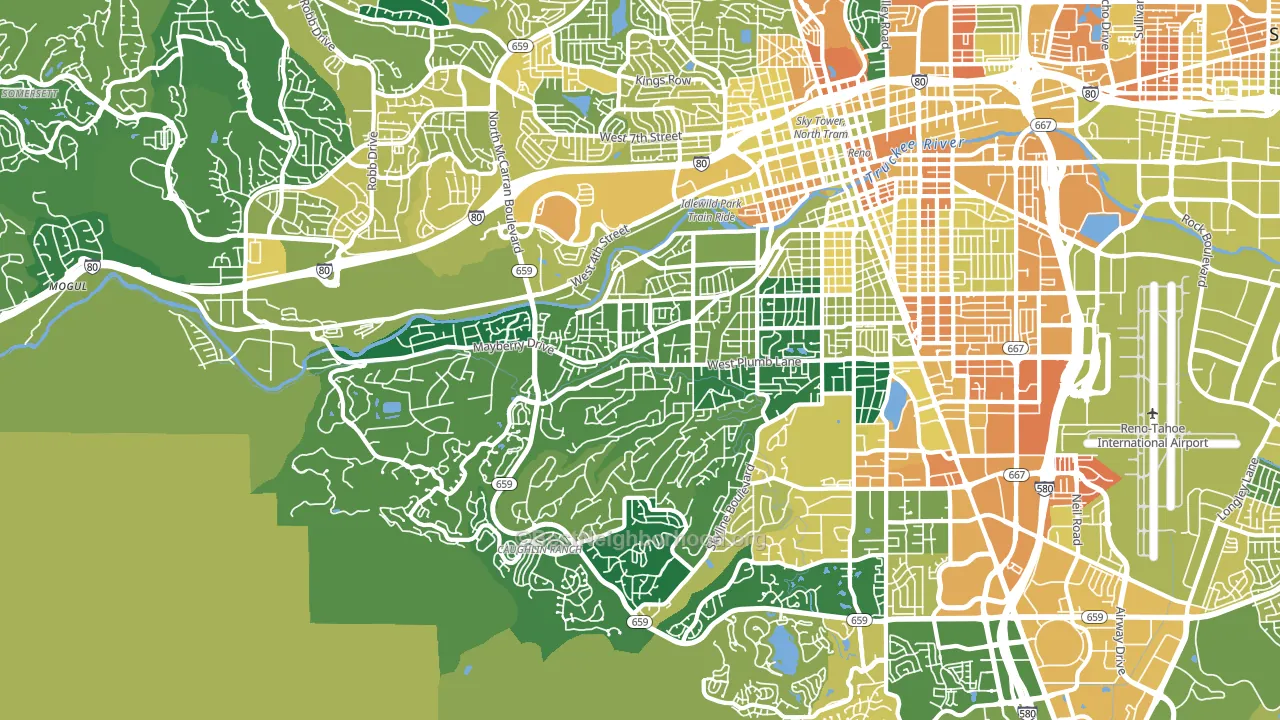 Southwest, Reno, NV block-group voter-turnout map