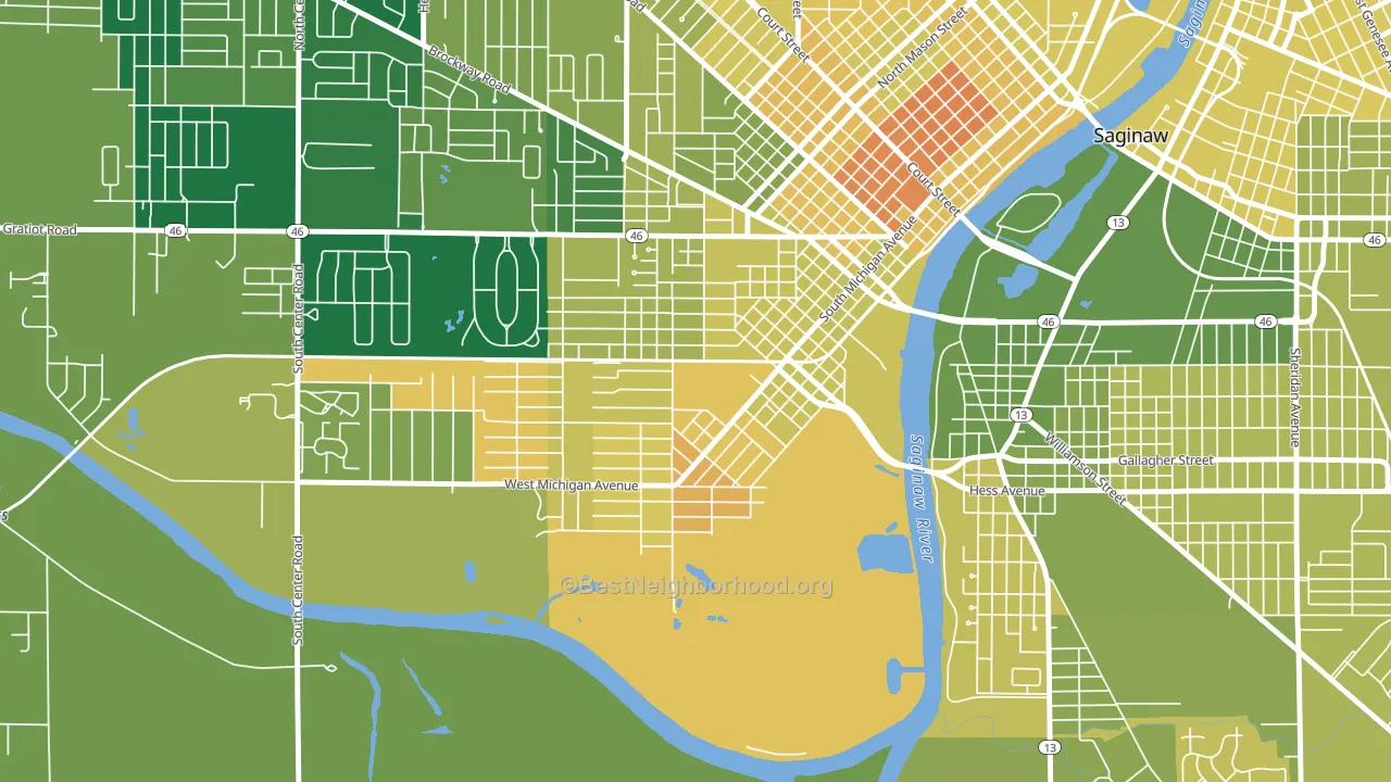 Southwest Saginaw, Saginaw, MI block-group voter-turnout map