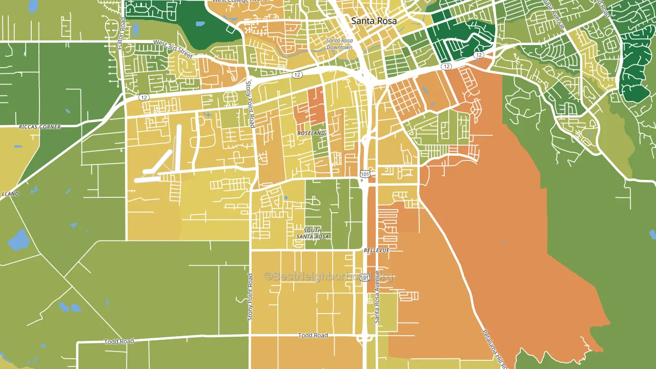 SouthWest Santa Rosa, Santa Rosa, CA block-group voter-turnout map