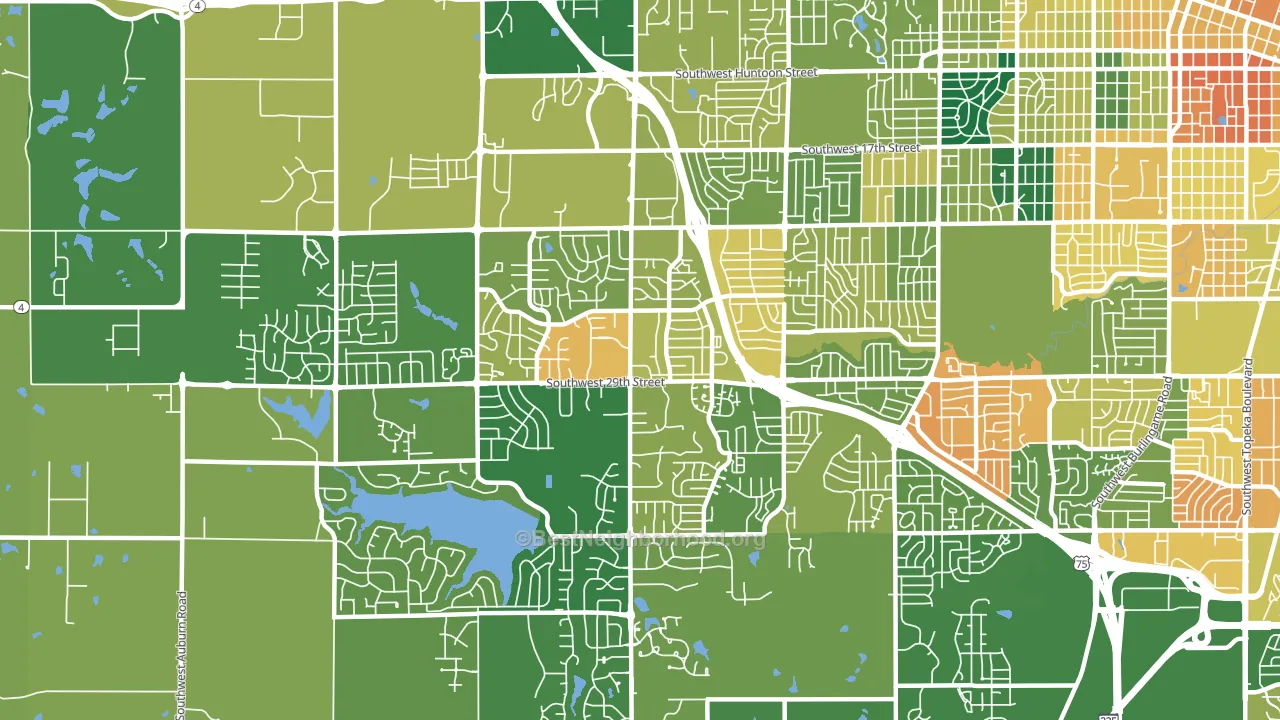 Southwest Topeka, Topeka, KS block-group voter-turnout map