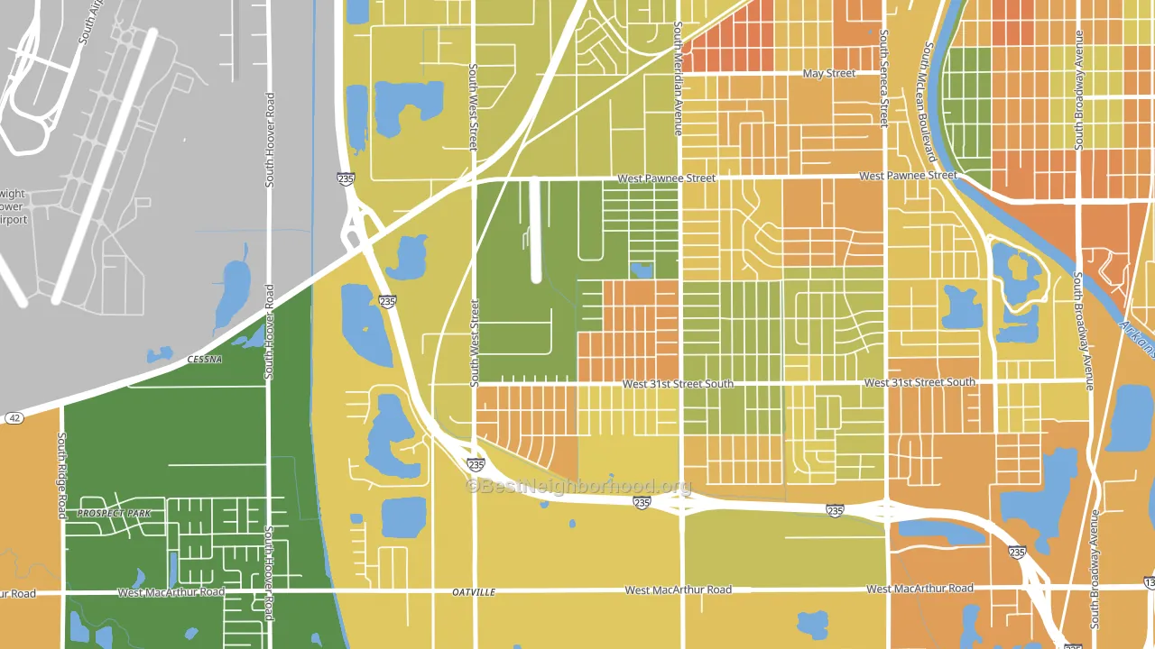 Southwest Village, Wichita, KS block-group voter-turnout map