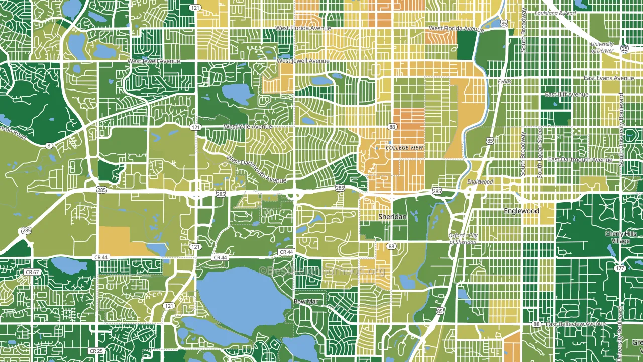 Southwestern Denver, Denver, CO block-group voter-turnout map